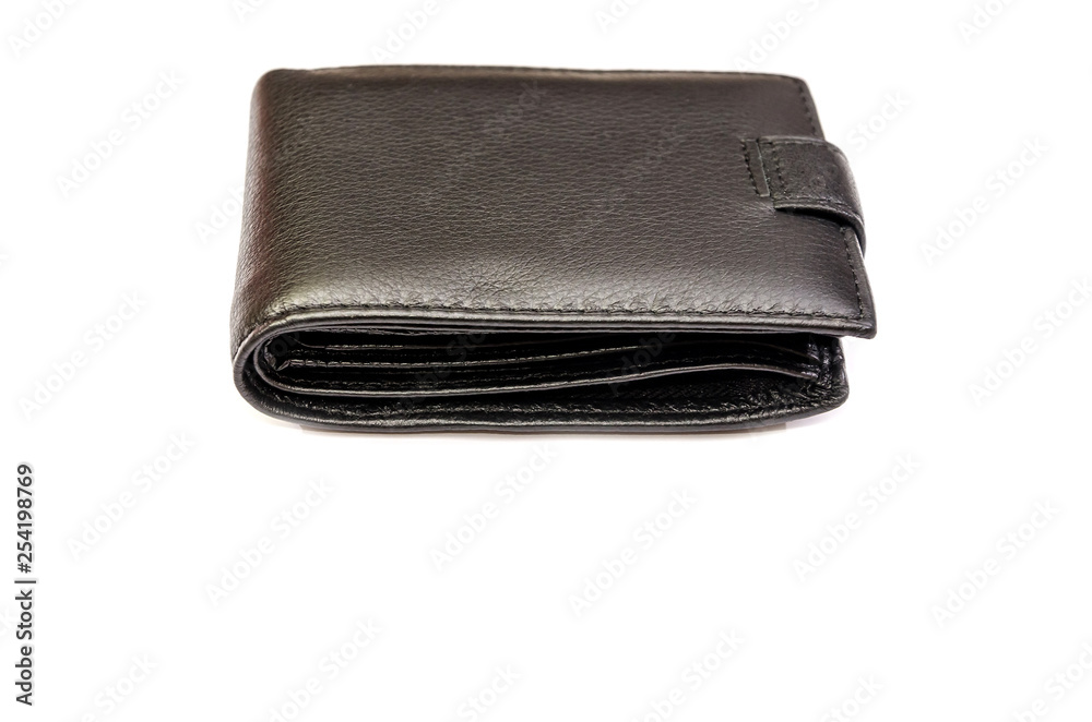 black leather wallet on white black leather wallet on white