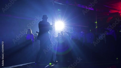 Leading, showman, works for the public. silhouette. dance master class