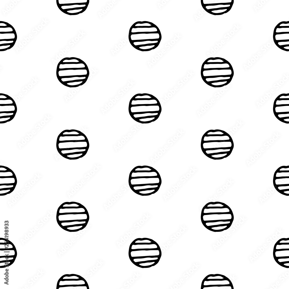 Cute cartoon polka dot pattern with hand drawn dots. Sweet vector black and white polka dot pattern. Seamless monochrome doodle polka dot pattern for textile, wallpapers, wrapping and web.