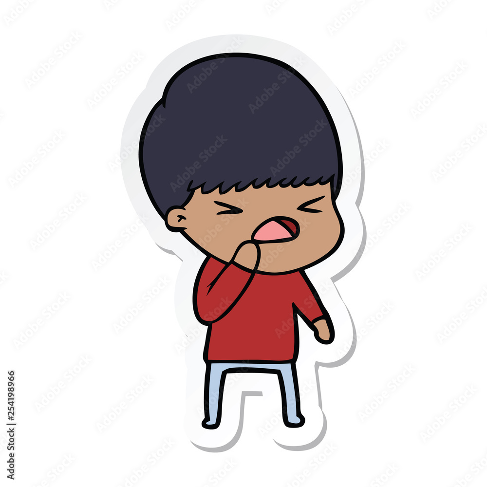 sticker of a cartoon stressed man