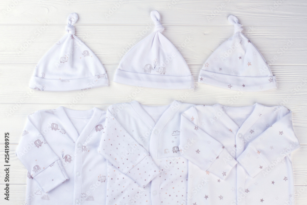 Sets of pajama newborn baby sleepwears with knot hats. Sets of pajama newborn baby sleepwears with knot hats.