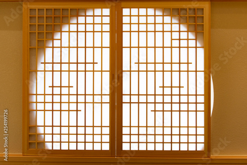 Фотография Japanese-style building partition room translucent paper-wood frame SHOJI window