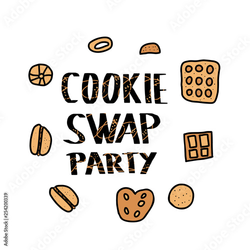 Cookie Swap lettering. Vector concept design. 