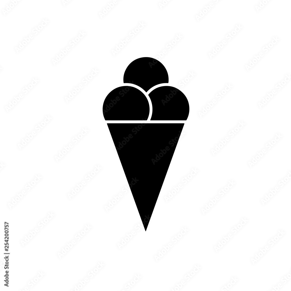 Flat monochrome ice cream symbol for web sites and apps. Minimal simple black and white ice cream symbol. Isolated vector black ice cream symbol on white background. Flat monochrome ice cream symbol for web sites and apps. Minimal simple black and white ice cream symbol. Isolated vector black ice cream symbol on white background.