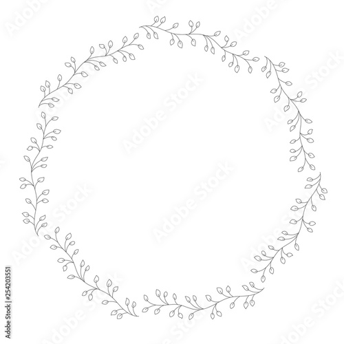 Doodle illustration. Hand drawn frame. Vintage set of doodle wreath. Great design for any purposes. Isolated vector. Hand drawn doodle. Vector floral design card. Sketch vector illustration.