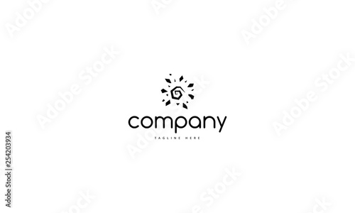 Sun abstract yoga spa black vector logo design