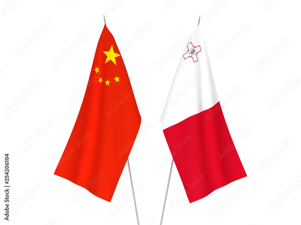 China and Malta flags China and Malta flags