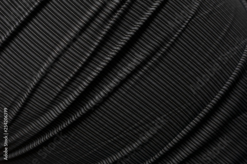 Wrinkle black and white fabric with line pattern