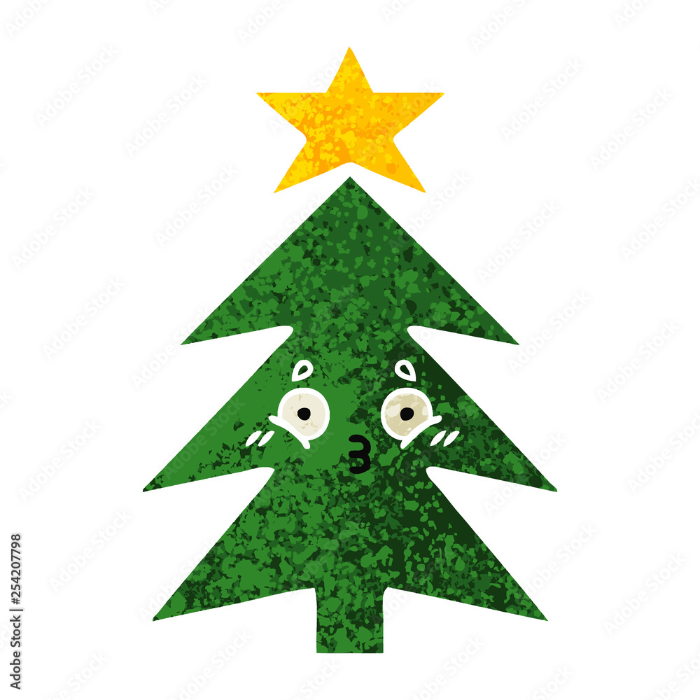 Fototapeta premium retro illustration style cartoon christmas tree