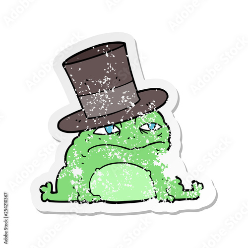 distressed sticker of a cartoon rich toad