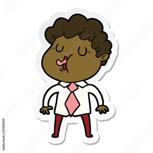 sticker of a cartoon man singing