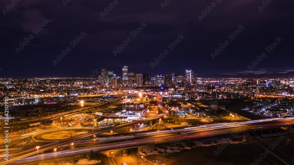 Aerial Night TIme Lapse of Denver Colorado. Aerial Night TIme Lapse of Denver Colorado.