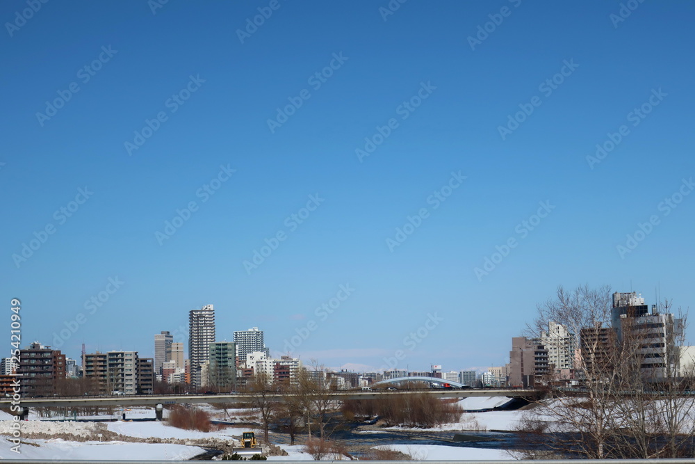 Fototapeta premium 早春の豊平川