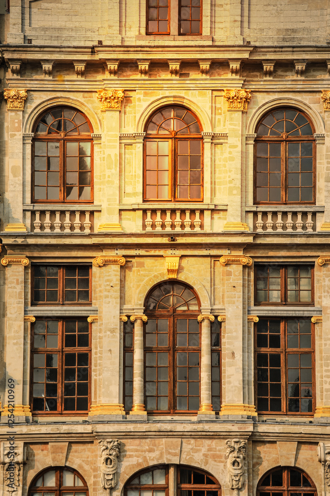 Details of old typical buildings in Brussels, Belgium