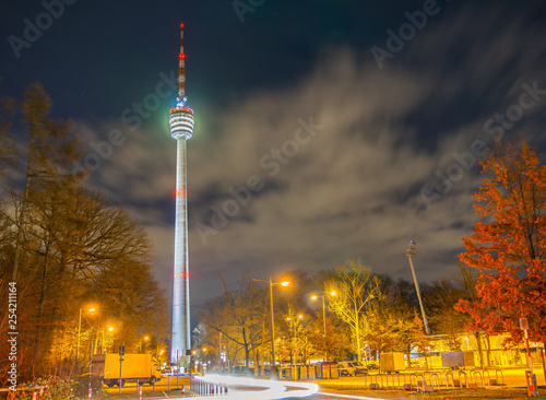 Germany, Famous television tower of stuttgart degerloch in the night photo