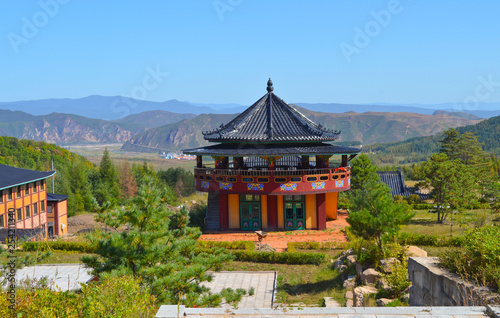 China, the border city of Tumen, the temple complex Hau Yan, drum tower photo