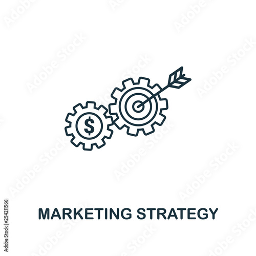 Marketing Strategy icon thin line style. Symbol from online marketing icons collection. Outline marketing strategy icon for web design, apps, software, printing usage