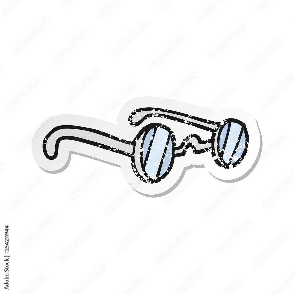 retro distressed sticker of a cartoon spectacles retro distressed sticker of a cartoon spectacles