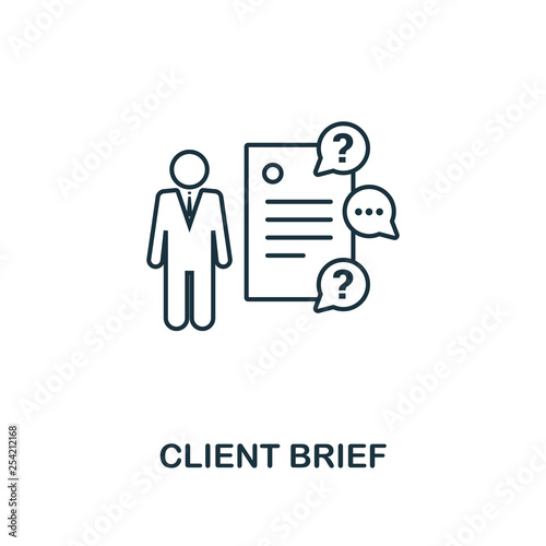 Client Brief icon thin line style. Symbol from online marketing icons collection. Outline client brief icon for web design, apps, software, printing usage