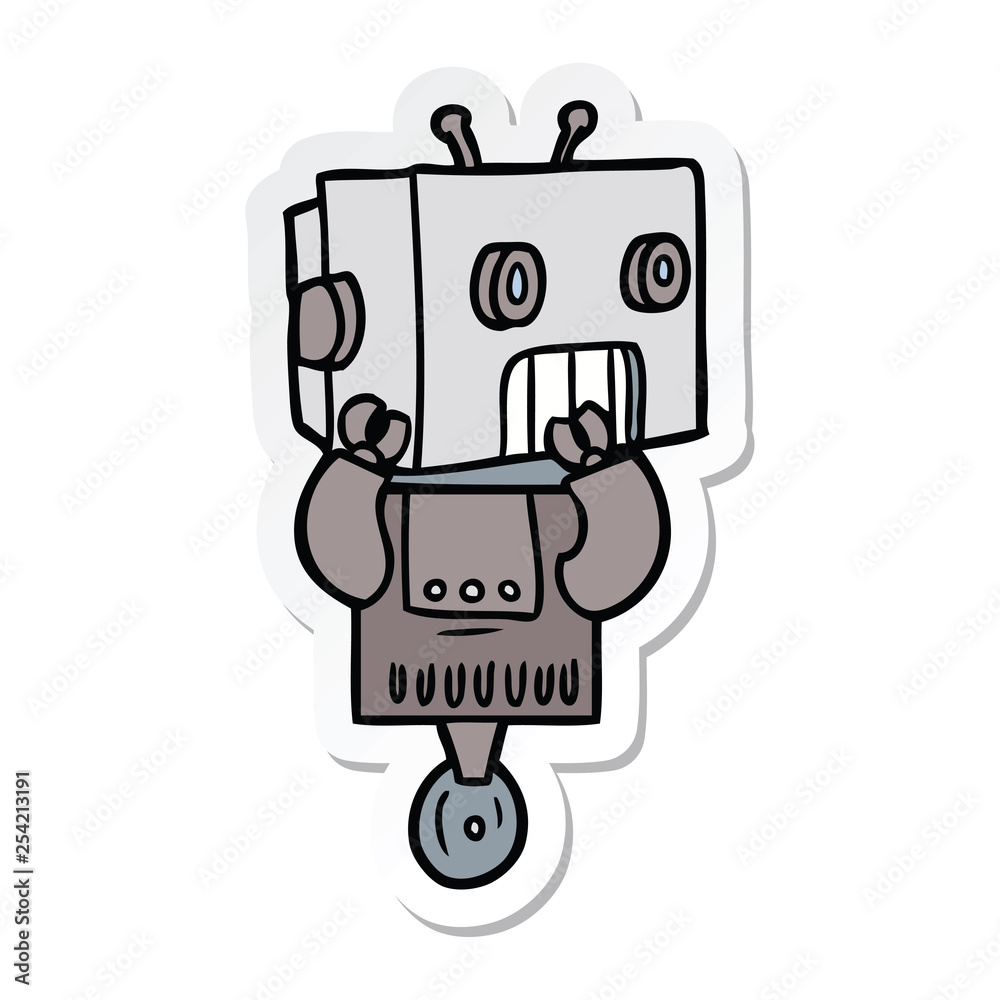 sticker of a cartoon robot sticker of a cartoon robot