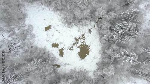 Ariel footage of snow covered landscapes. photo