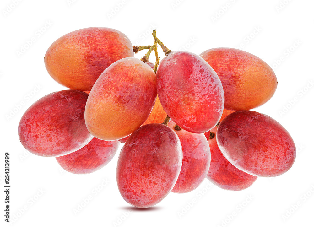 Fresh grapes isolated on white background with clipping pass