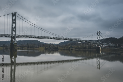 Bridge over the Ohio River on a grey winter day
