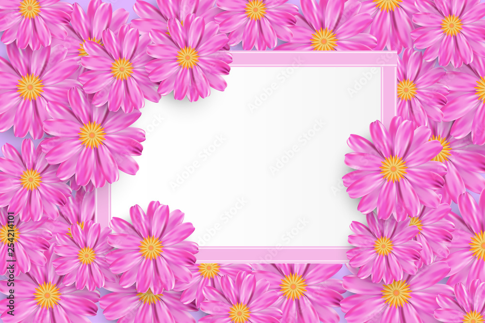 Spring sale background with beautiful colorful flower.