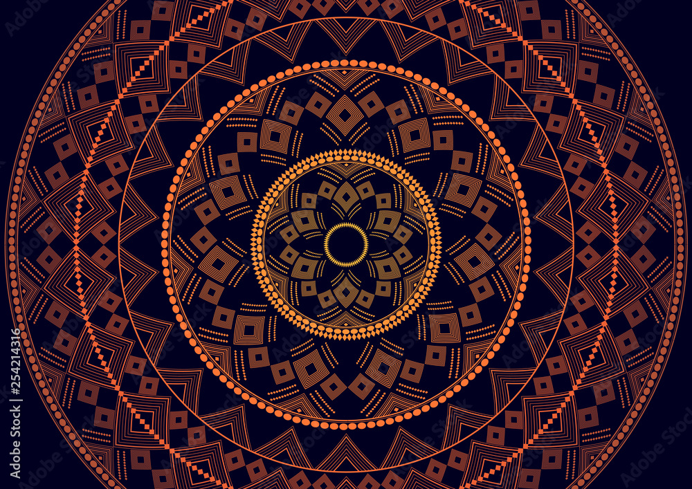Obraz premium Mandala is an isolated graphic element. Oriental ornament geometric pattern. Stylized floral round decor.