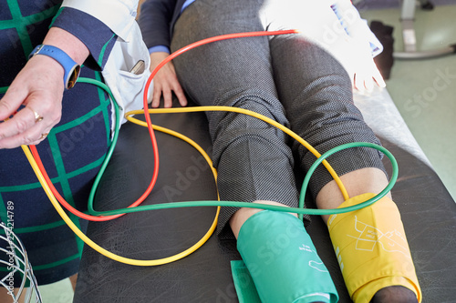 Peripheral artery disease measuring for patient ankle brachial index (ABI) test