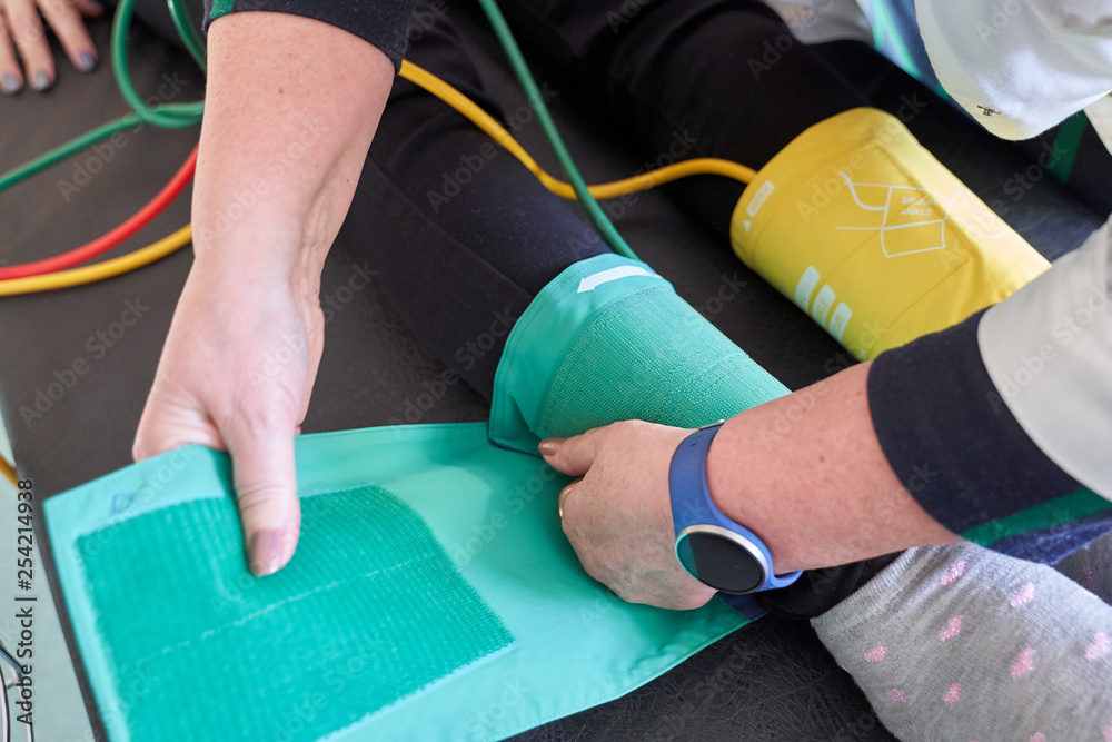 Peripheral artery disease measuring for patient ankle brachial index (ABI) test