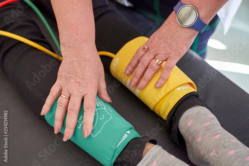 Peripheral artery disease measuring for patient ankle brachial index (ABI) test