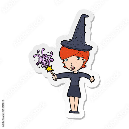 sticker of a cartoon halloween witch