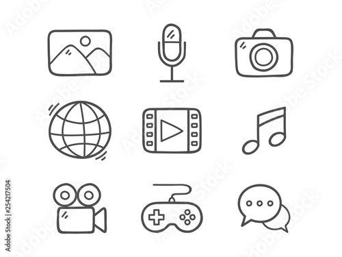 Doodle Multimedia Icons.
