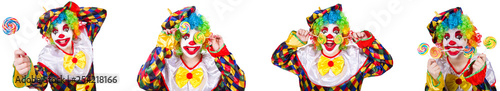 Funny male clown with lollipop 