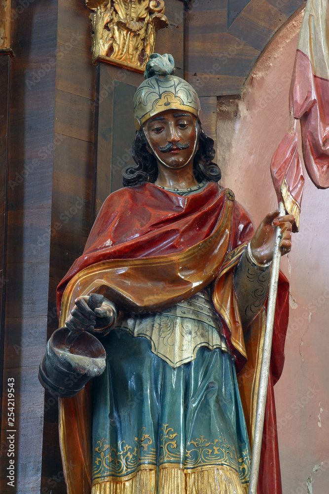 Saint Florian on the altar of Our Lady of Sorrows in Parish Church of Saint Mary Magdalene in Donja Kupcina, Croatia 