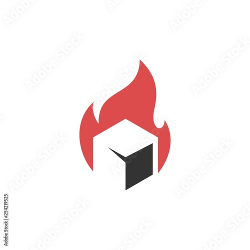 fire flame box cube logo vector icon illustration