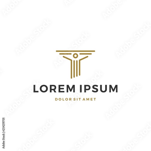 law pillar people logo vector icon illustration