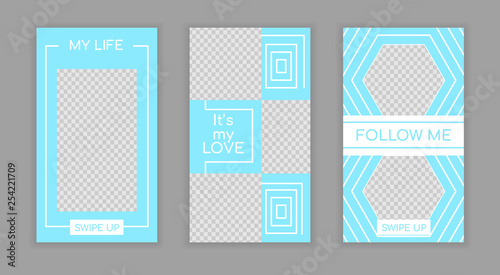 Wallpaper Mural Modern trendy photo stories social network template,web online banner concepts Set.Fashionable life style abstract minimalistic sky blue flyer poster concept,internet page,brochure templates Torontodigital.ca