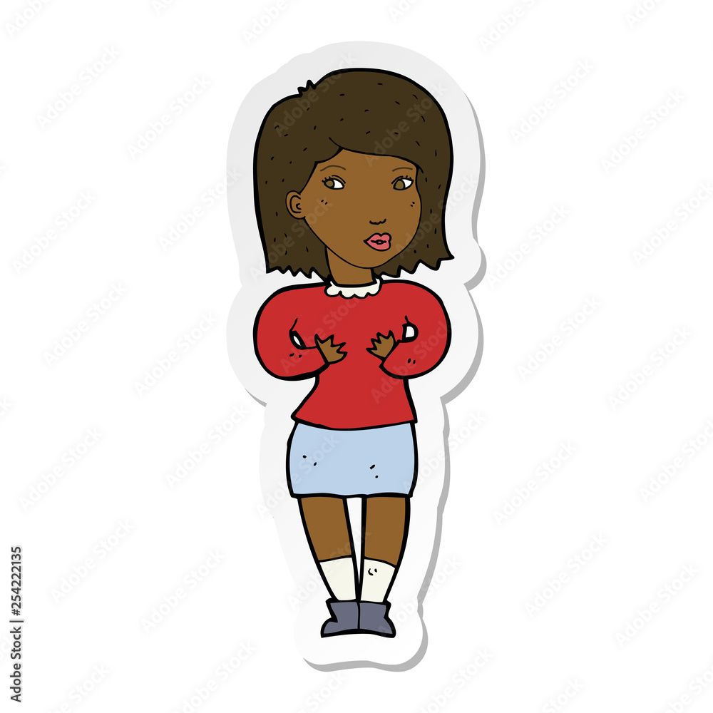 sticker of a cartoon woman making excuses sticker of a cartoon woman making excuses