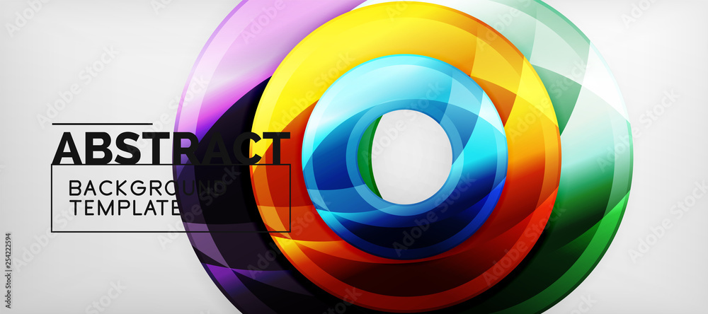 Modern geometric circles abstract background, colorful round shapes with shadow effects Modern geometric circles abstract background, colorful round shapes with shadow effects