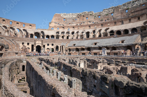 Panoramic view of interior of Colosseum in Rome