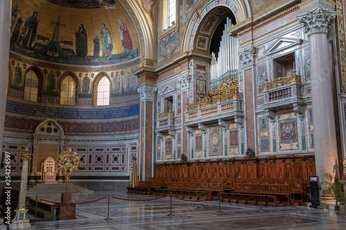 Panoramic view of interior of Lateran Basilica (Papal Archbasilica of St. John)
