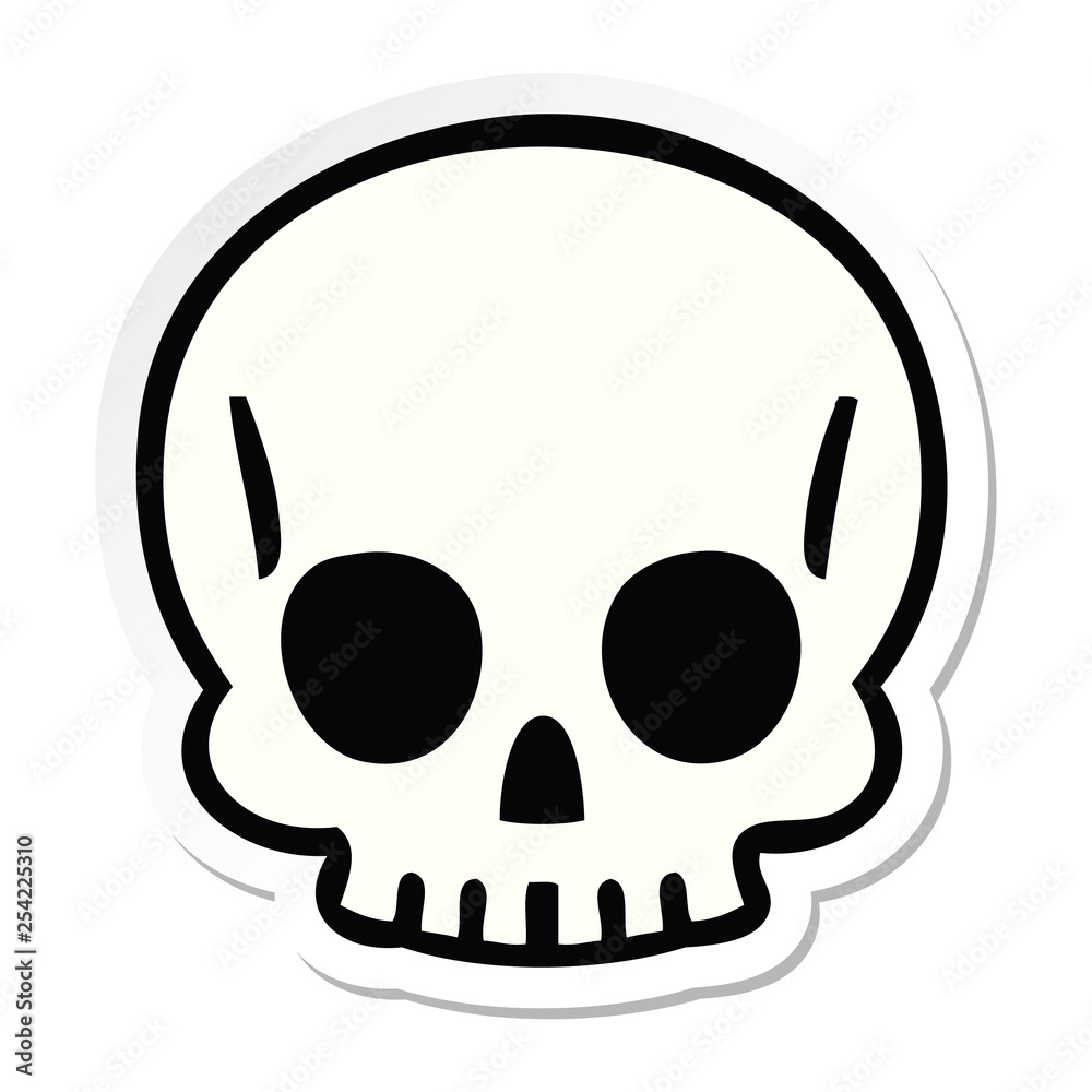 sticker of a quirky hand drawn cartoon skull sticker of a quirky hand drawn cartoon skull