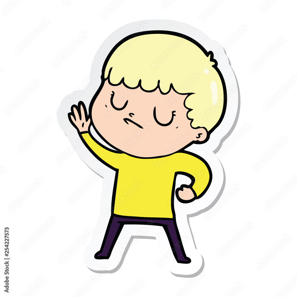sticker of a cartoon grumpy boy sticker of a cartoon grumpy boy
