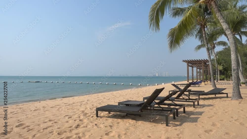 Layout spot on the beach with palm trees Layout spot on the beach with palm trees