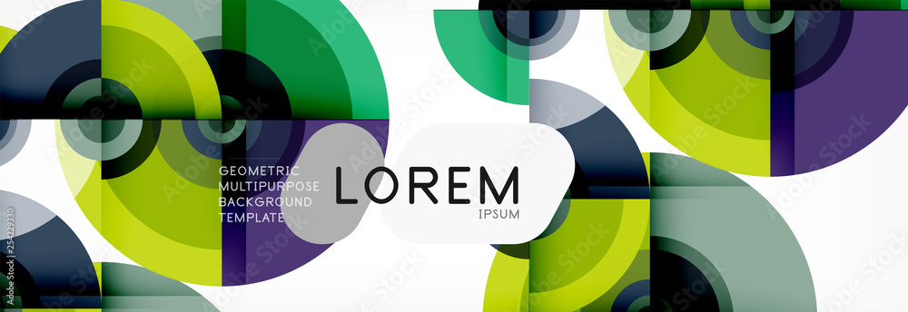 Fototapeta premium Flying circles geometric abstract background