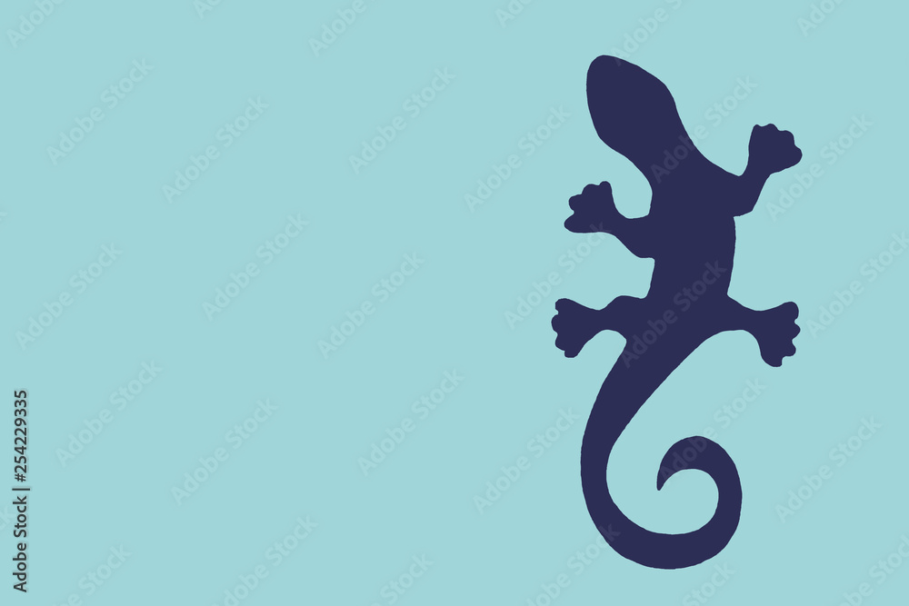 Abstract dark blue symbol or sign lizard isolated on light blue background. Abstract dark blue symbol or sign lizard isolated on light blue background.