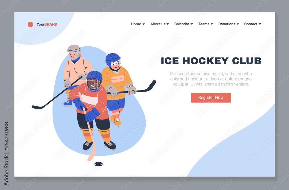 Ice hockey club landing page template