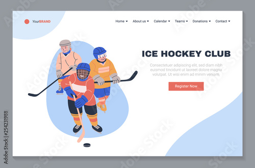 Ice hockey club landing page template